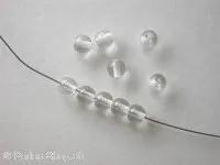 Glassbeads, round, crystal, 5mm, 50 pc.