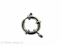 Stainless Steel Clasp round with Ring, Color: Size: ±16mm, Platinum, Qty: 1 pc.