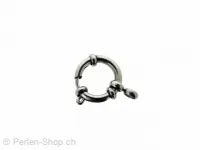 Stainless Steel Clasp round with Ring, Color: Size: ±12mm, Platinum, Qty: 1 pc.