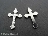 Stainless Steel Pendant Cross, Color: Platinum, Size: ±30x17mm, Qty: 1 pc.