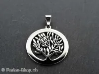 Stainless Steel Life Tree, Color: Platinum, Size: ±29mm, Qty: 1 pc.