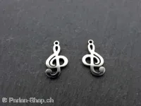 Stainless Steel Music Note, Color: Platinum, Size: ±17x8x1mm, Qty: 1 pc.
