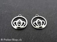 Stainless Steel Crown, Color: Platinum, Size: ±15x1mm, Qty: 1 pc.