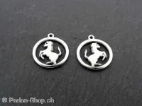 Stainless Steel horse, Color: Platinum, Size: ±15x1mm, Qty: 1 pc.