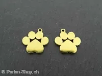 Stainless Steel dog paws, Color: Gold, Size: ±15x1mm, Qty: 1 pc.