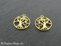 Stainless Steel Tree of Life, Color: Gold, Size: ±15x1mm, Qty: 1 pc.
