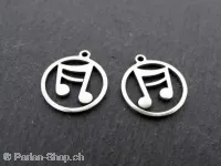 Stainless Steel Music Note, Color: Platinum, Size: ±15x1mm, Qty: 1 pc.