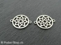 Stainless Steel flower of life, Color: Platinum, Size: ±18x15x1mm, Qty: 1 pc.