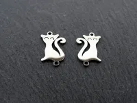 Stainless Steel Cat, Color: Platinum, Size: ±17x10x1mm, Qty: 1 pc.