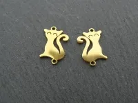 Stainless Steel Cat, Color: Gold, Size: ±17x10x1mm, Qty: 1 pc.