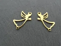 Stainless Steel Angel, Color: Gold, Size: ±23x13x1mm, Qty: 1 pc.
