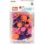 Prym Love Druckknopf Color Snaps, orange, pink & violett, Grösse: 12.4 mm, Karte 30 Stk.