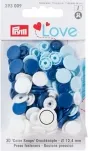 Prym Love Druckknopf Color Snaps, weiss & blau, Grösse: 12.4 mm, Karte 30 Stk.