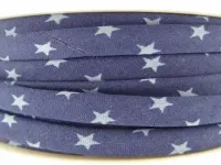 Double-folded ribbon with star pattern, color: blue, Size: ±6mm, Qty: 1 meter
