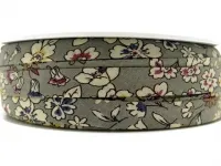 Double-folded ribbon with pattern, color: beige/multi, quantity: 1 meter
