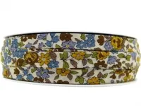 Double-folded ribbon with pattern, color: brown/multi, quantity: 1 meter