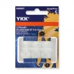 YKK Annäh-Druckknopf, transparent, Grösse: 13 mm, Karte 12 Stk., Kunststoff