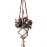 Hoooked Macrame Set Jute Hanging Basket, Color: rose, Quantity: 1 piece.