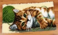 Vervaco Knüpfteppich Katze, Grösse: 67 x 39 cm