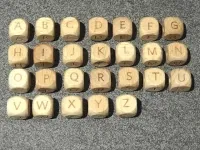 Wooden Letter, Color: brown, Size: ±12mm, Qty: 1 pc.