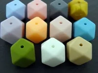 Silicone Beads hexagon, Color: different, Size: ±17mm, Qty: 2 pc.