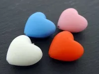 Silicone Beads heart, Color: different, Size: ±19mm, Qty: 1 pc.