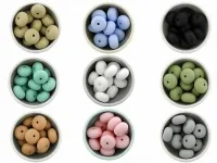 Silicone Beads rondelle, Color: different, Size: ±14x8mm, Qty: 3 pc.