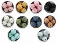 Crochet Beads round, Color: different, Size: ±16mm, Qty: 1 pc.