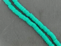 Perles Heishi, Couleur: vert, Taille: 6mm, Quantite: 1 String ±40cm