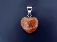 Goldstone Heart Pendant, Semi-Precious Stone, Color: brown, Size: ±16mm, Qty: 1 pc