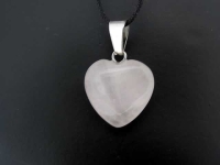 Rose Quartz Heart Pendant, Semi-Precious Stone, Color: rose, Size: ±16mm, Qty: 1 pc