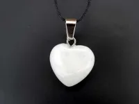 White Jade Heart Pendant, Semi-Precious Stone, Color: white, Size: ±16mm, Qty: 1 pc