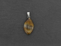Tigereye Heart Pendant, Semi-Precious Stone, Color: brown, Size: ±23x14mm, Qty: 1 pc