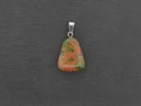 Unakite Pendant, Semi-Precious Stone, Color: green, Size: ±21x17mm, Qty: 1 pc