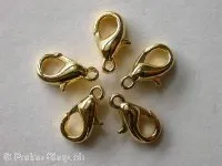 Lobster Clasp, 10mm, gold color, 5 pc.