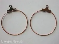 Ear Ring, 25mm, antique copper color, 6 pc.
