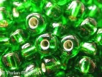 SeedBeads, green inside silver, 4.5mm, 17 gr.