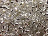Rocailles, Farbe: kristall mit silber einzug, Grösse: ±2mm, Menge: 1 Sack ±17 gram