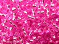 Rocailles, rosa mit silber einzug, 2mm, 17 gr.