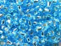 Rocailles, blau mit silber einzug, 2.6mm, 17 gr.
