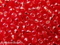 SeedBeads, red inside silver, 2mm, 17 gr.