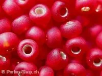 SeedBeads, red frostet inside silver, 4.5mm, 17 gr.