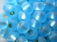 SeedBeads, l. blue frostet inside silver, 4.5mm, 17 gr.