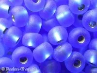 SeedBeads, d. blue frostet inside silver, 4.5mm, 17 gr.