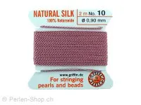 Bead Cord with needle, Color: dark pink, Size: 0.90mm - 2 meter, Qty: 1 pc.