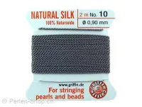 Bead Cord with needle, Color: grey, Size: 0.90mm - 2 meter, Qty: 1 pc.