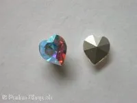 Swarovski rhinestones heart, 4800, 6.6x6mm, crystall ab, 1 pc.
