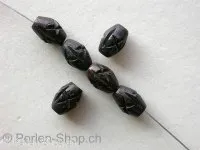 Bone Beads cylinder with motive, brown, ±9mm, 5 Pc.