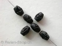 Bone Beads cylinder with motive, black, ±9mm, 5 Pc.