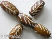 Bone Beads oval with motive, brown, 15mm, 5 Pc.
